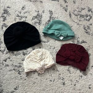 Kids Turban Hat Set - Black, Green, Cream, Red